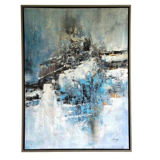 Original Modern Abstract Large Oil Painting Signed Barry 48 X 36