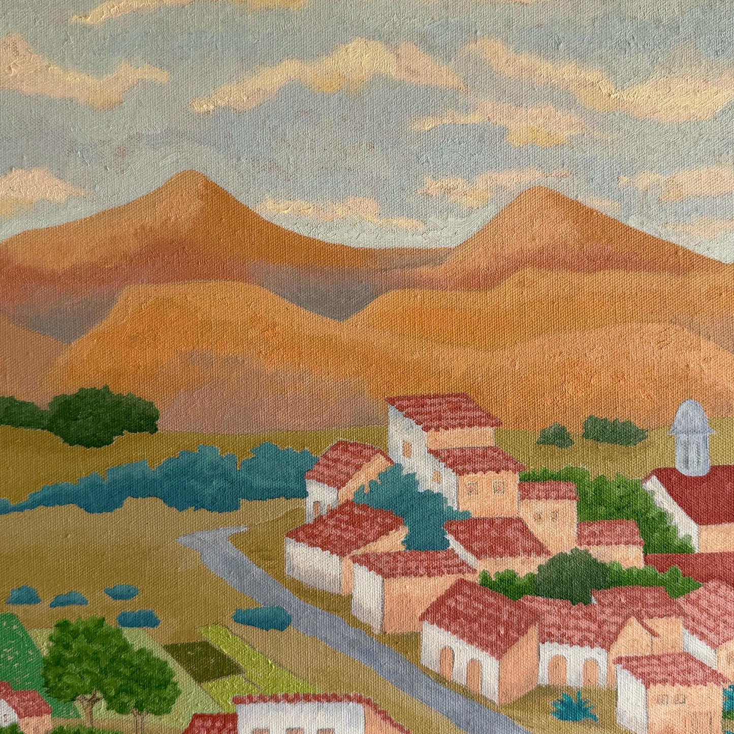 Vintage Original Mid Century Southwest Landscape Painting Signed Ruby Maxwell