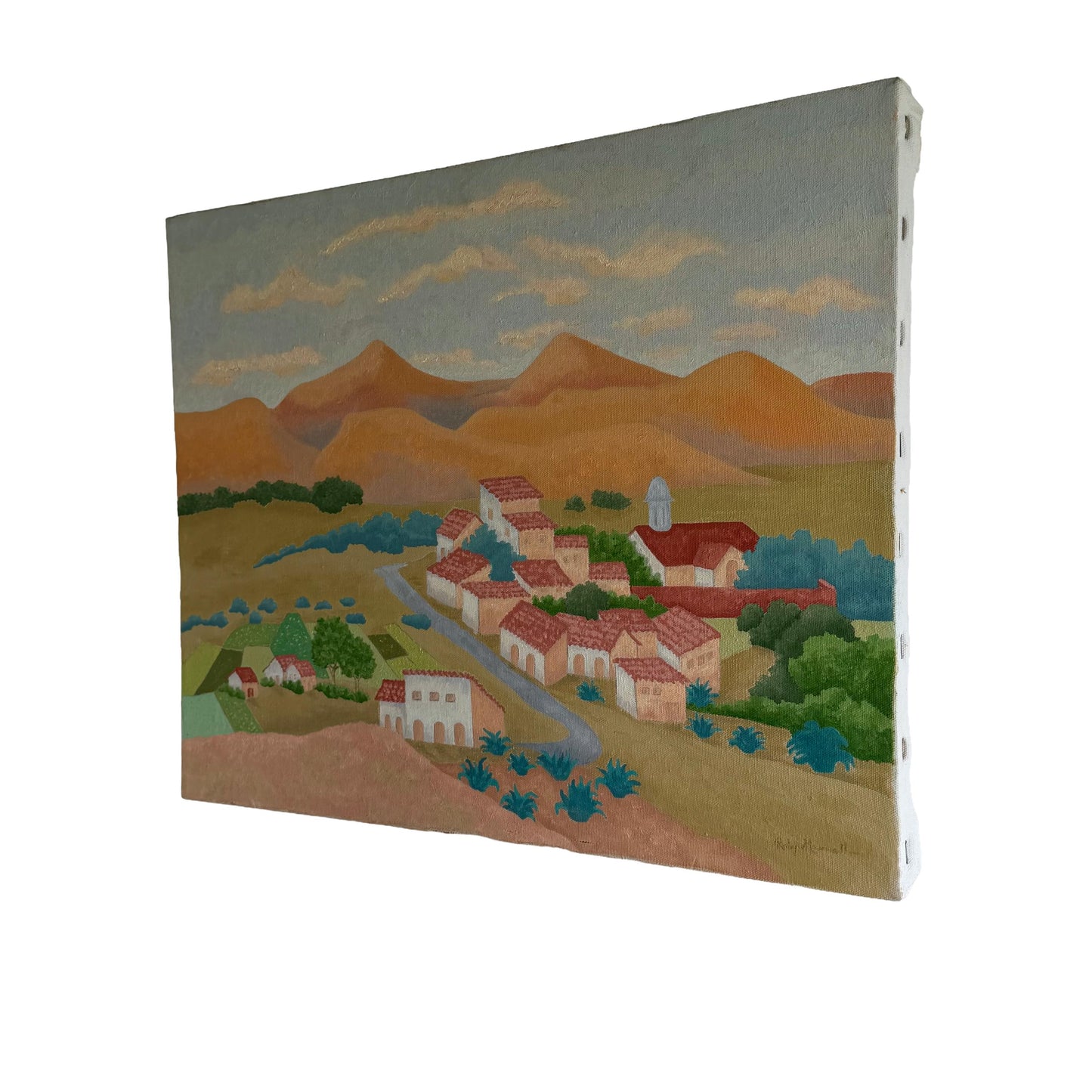 Vintage Original Mid Century Southwest Landscape Painting Signed Ruby Maxwell