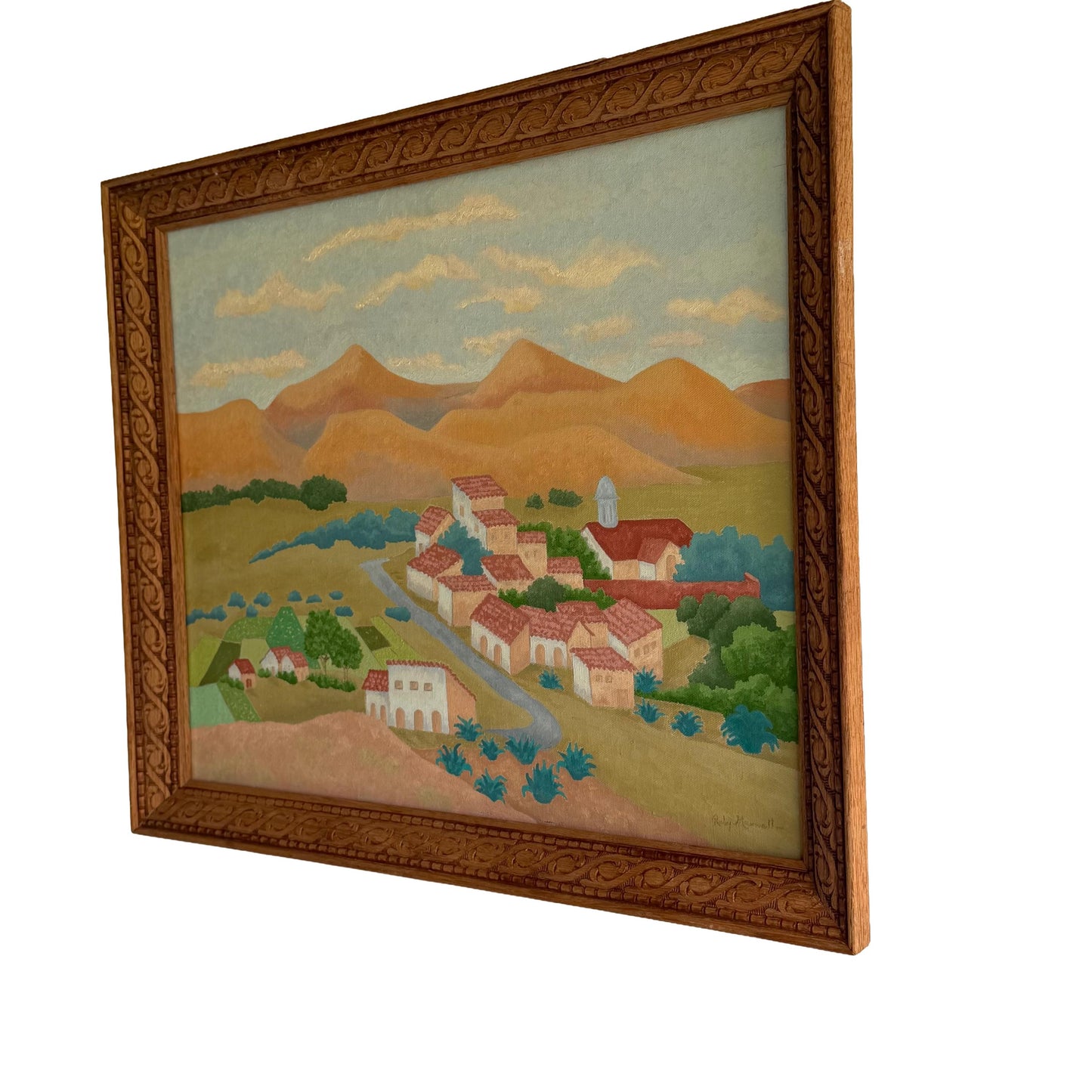 Vintage Original Mid Century Southwest Landscape Painting Signed Ruby Maxwell